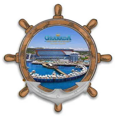 Hotel Themed Customised UV Printed Plastic Base Marin Rudder Shaped Fridge Magnet 82x82 mm