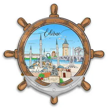 City Themed Customised UV Printed Plastic Base Marin Rudder Shaped Fridge Magnet 82x82 mm - Standart - 3