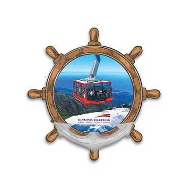 Toptan Teleferik Temalı Uv Baskılı Dümen Şekilli Magnet 82x82 mm