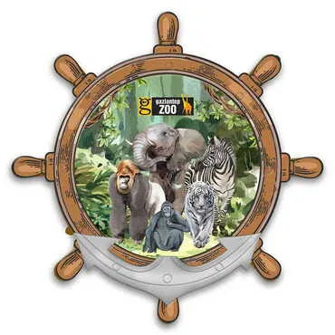Zoo Themed Customised UV Printed Plastic Base Marin Rudder Shaped Fridge Magnet 82x82 mm