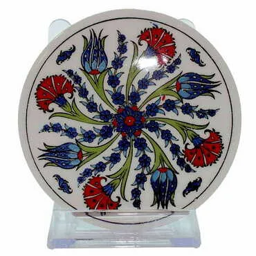 Turkish Ceramic Serigraphy Round Coaster 95 mm - Standart - 6