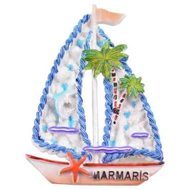 Ship Themed Polyester Stoned And Nacrous Fridge Magnet