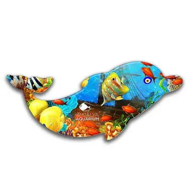 Aquapark Themed Customised UV Printed Plastic Base Dolphin Shaped Fridge Magnet 110x50 mm - Standart