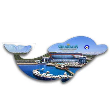 Hotel Themed Customised UV Printed Plastic Base Dolphin Shaped Fridge Magnet 110x50 mm