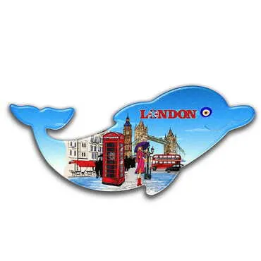 City Themed Customised UV Printed Plastic Base Dolphin Shaped Fridge Magnet 110x50 mm - Standart - 2