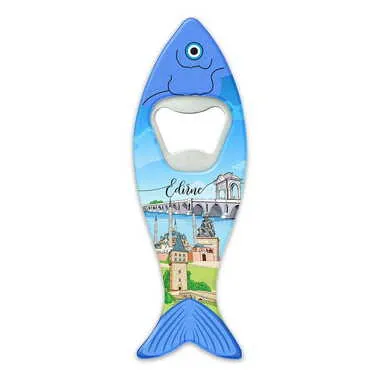 Edirne Themed Customised UV Printed Fish Shape Printed Plastic Base Bottle Opener 42x130 mm