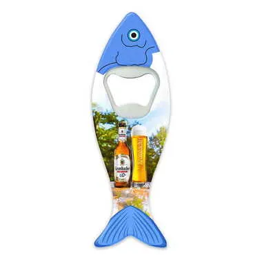 Promotional Customised UV Printed Fish Shape Printed Plastic Base Bottle Opener 42x130 mm - Standart