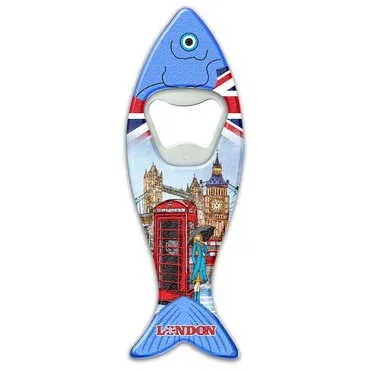 City Themed Customised UV Printed Fish Shape Printed Plastic Base Bottle Opener 42x130 mm - Standart - 2