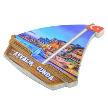 Cunda Themed Customised UV Printed Plastic Base Sail Ship Shaped Fridge Magnet 77x80 mm - 3