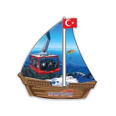 Cable Card Themed Customised UV Printed Plastic Base Sail Ship Shaped Fridge Magnet 77x80 mm