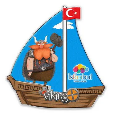 Theme Park Themed Customised UV Printed Plastic Base Sail Ship Shaped Fridge Magnet 77x80 mm - Standart