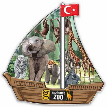 Toptan Hayvanat Bahçesi Temalı Uv Baskılı Yelken Şekilli Magnet 77x80 mm