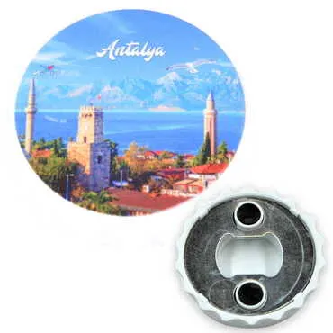 Toptan Antalya Temalı Uv Baskılı Küçük Kapak Açacak Magnet 58x15 mm