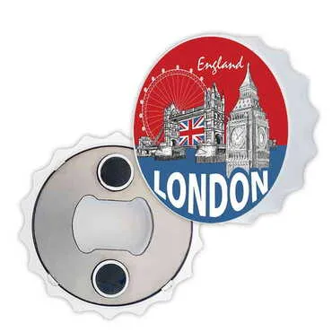 City Themed Customised UV Printed Bottle Cap Shaped Plastic Base Bottle Opener 58x15 mm - Standart - 2