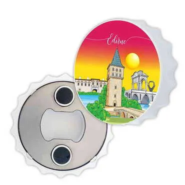 City Themed Customised UV Printed Bottle Cap Shaped Plastic Base Bottle Opener 58x15 mm - Standart - 3
