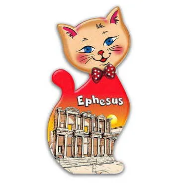 Museum Themed Customised UV Printed Plastic Base Cat Shaped Fridge Magnet 43x87 mm - Standart