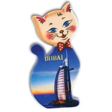 City Themed Customised UV Printed Plastic Base Cat Shaped Fridge Magnet 43x87 mm