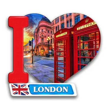 City Themed Customised UV Printed Plastic Base Heart Shaped Fridge Magnet 86x62 mm - Standart - 2