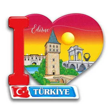 City Themed Customised UV Printed Plastic Base Heart Shaped Fridge Magnet 86x62 mm - Standart - 3