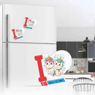 Sweetheart Themed Customised UV Printed Plastic Base Heart Shaped Fridge Magnet 86x62 mm