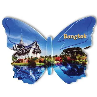 City Themed Customised UV Printed Plastic Base Butterfly Shaped Fridge Magnet 80x58 mm - Standart