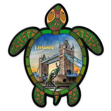 City Themed Customised UV Printed Plastic Base Turtle Shaped Fridge Magnet 80x74 mm - Standart - 2