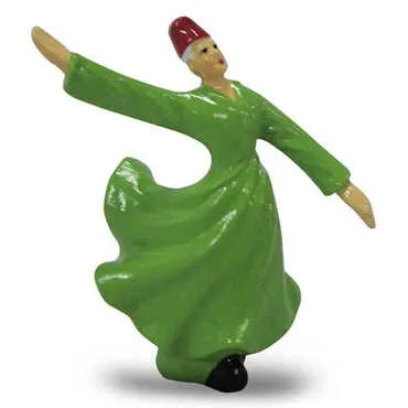 Polyester Whirling Green Dervishes Figurine 6 Cm