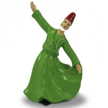 Polyester Whirling Green Dervishes Figurine 8 Cm