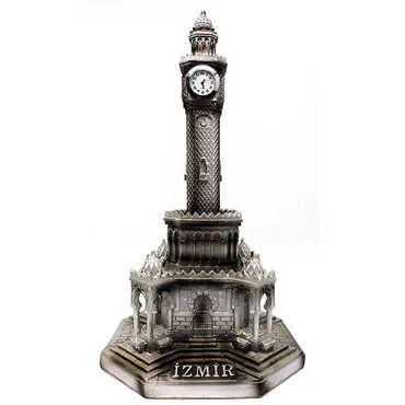 İzmir Clock Tower Themed Silver Polyester Figurine 155X155X300 Mm