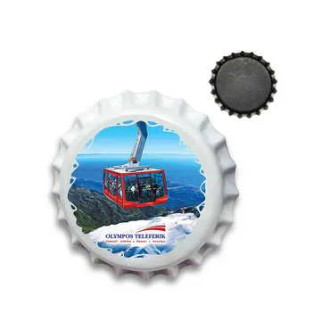 Cable Card Themed Customised UV Printed Metal Crown Cap Shaped Fridge Magnet 30 mm