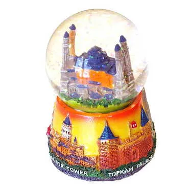 Istanbul Themed Polyester Snow Globe 65 mm