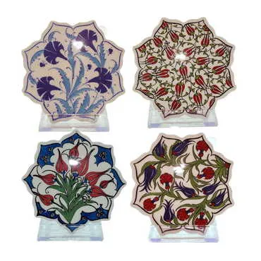 Turkish Ceramic Serigraphy Stary Coaster 103 mm - Standart - 4