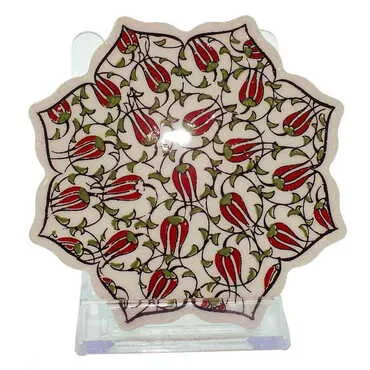 Turkish Ceramic Serigraphy Stary Coaster 103 mm - Standart - 5