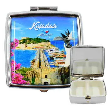 Kusadasi Themed Customised Epoxy Square Pill Box 54x58x18 mm