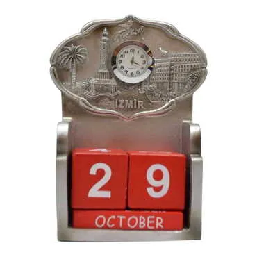Izmir Themed Polyester Clock Calendar 45x100x135 mm