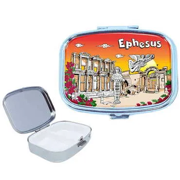 Toptan Müze Temalı Myros Metal Dikdörtgen Hap Kutusu 57x45x15 mm