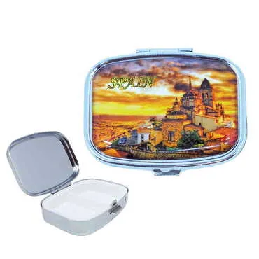 Toptan Şehre Özel Myros Metal Dikdörtgen Hap Kutusu 57x45x15 mm