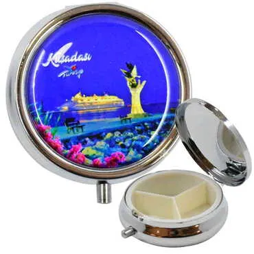 Toptan Kuşadası Temalı Myros Yuvarlak Hap Kutusu 50x15 mm - 2