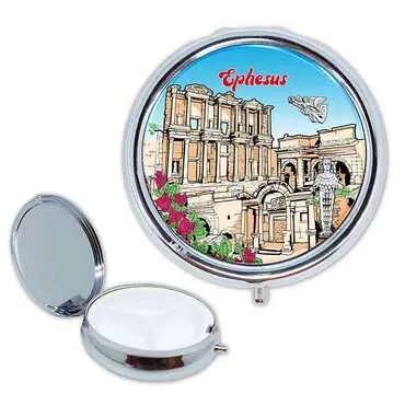 Toptan Müze Temalı Myros Yuvarlak Hap Kutusu 50x15 mm