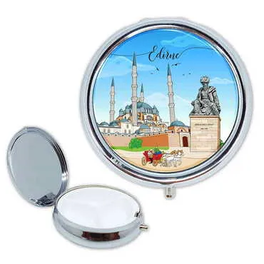 City Themed Customised Epoxy Round Pill Box 50x15 mm - Standart - 3