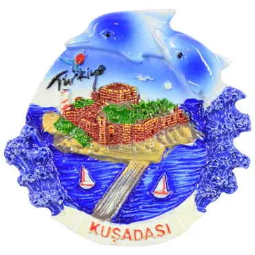 Kusadasi Themed Polyester Dolphin Fridge Magnet