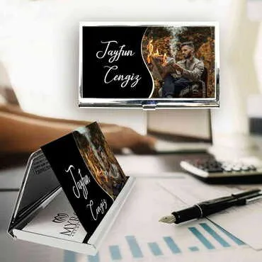 Man Themed Customised Metal Card Holder 94x60x8 mm