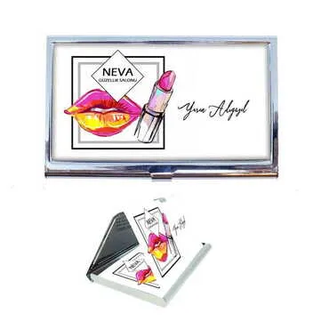 Beauty Saloon Themed Customised Metal Card Holder 94x60x8 mm - Standart - 2