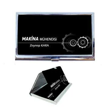 Mechanical Engineer Themed Customised Metal Card Holder 94x60x8 mm - Standart - 2
