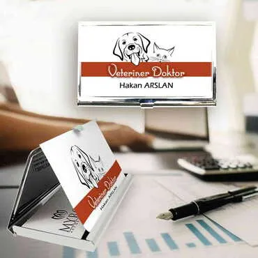 Veterinary Themed Customised Metal Card Holder 94x60x8 mm