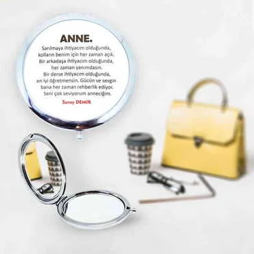 Mom Themed Customised Metal Epoxy Travel Make Up Compact Mirror 70x11 mm