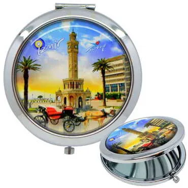 Izmir Themed Customised Metal Epoxy Travel Make Up Compact Mirror 70x11 mm