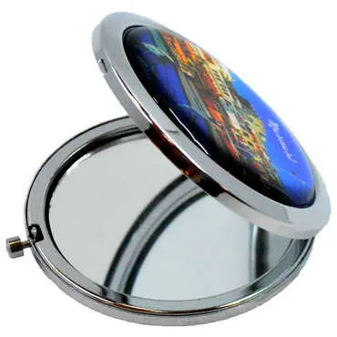 Marmaris Themed Customised Metal Epoxy Travel Make Up Compact Mirror 70x11 mm - Standart - 4