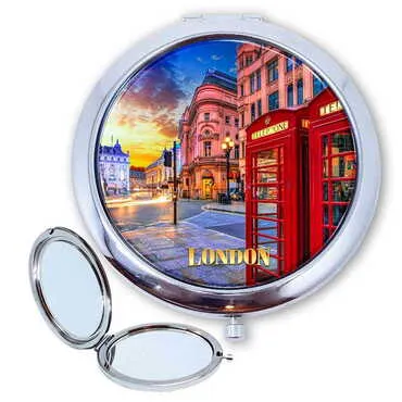 City Themed Customised Metal Epoxy Travel Make Up Compact Mirror 70x11 mm - Standart - 2