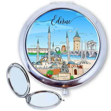City Themed Customised Metal Epoxy Travel Make Up Compact Mirror 70x11 mm - Standart - 3